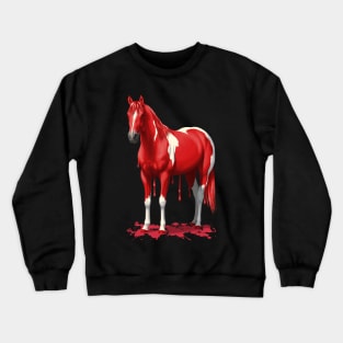 Funny Red Pinto Dripping Wet Paint Horse Crewneck Sweatshirt